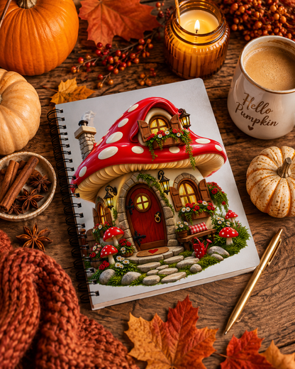 Whimsical Red Mushroom Fairy Cottage PNG