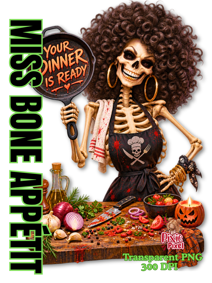 Miss Bone Appétit™ Skeleton Chef PNG