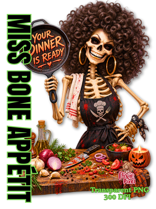 Miss Bone Appétit™ Skeleton Chef PNG