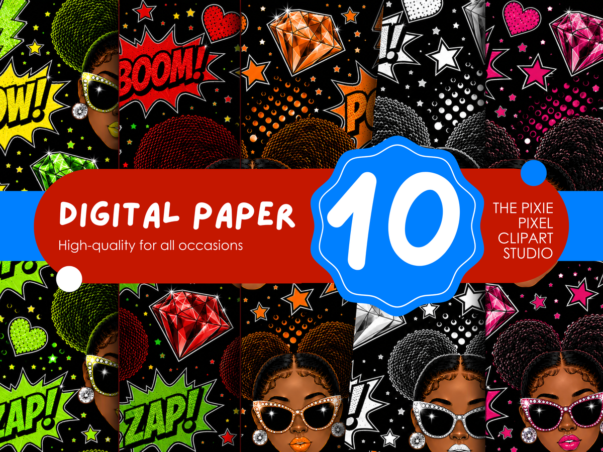 Pop Art Puff Girls Digital Paper