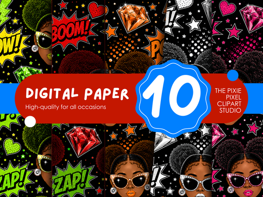 Pop Art Puff Girls Digital Paper