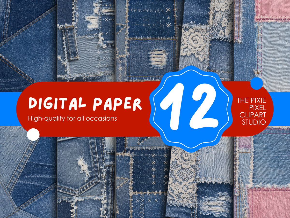 Denim Patchwork Digital Paper