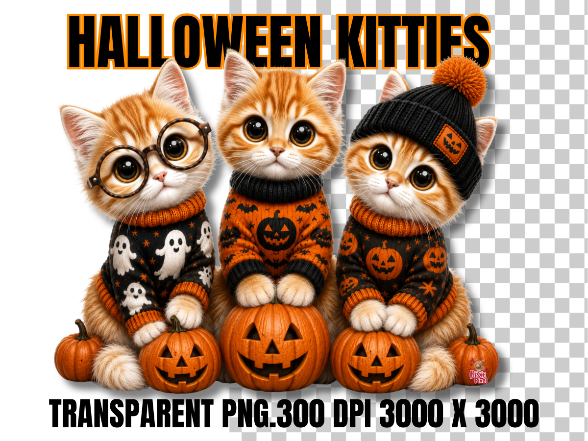 Orange And White Halloween Kitties