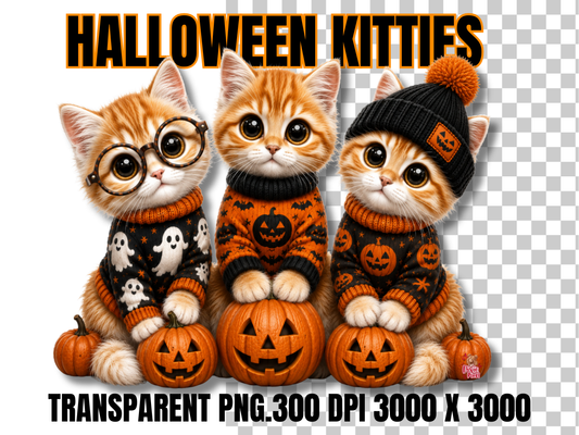Orange And White Halloween Kitties