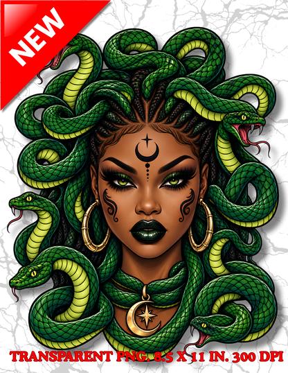 African American Medusa Digital T-Shirt Design
