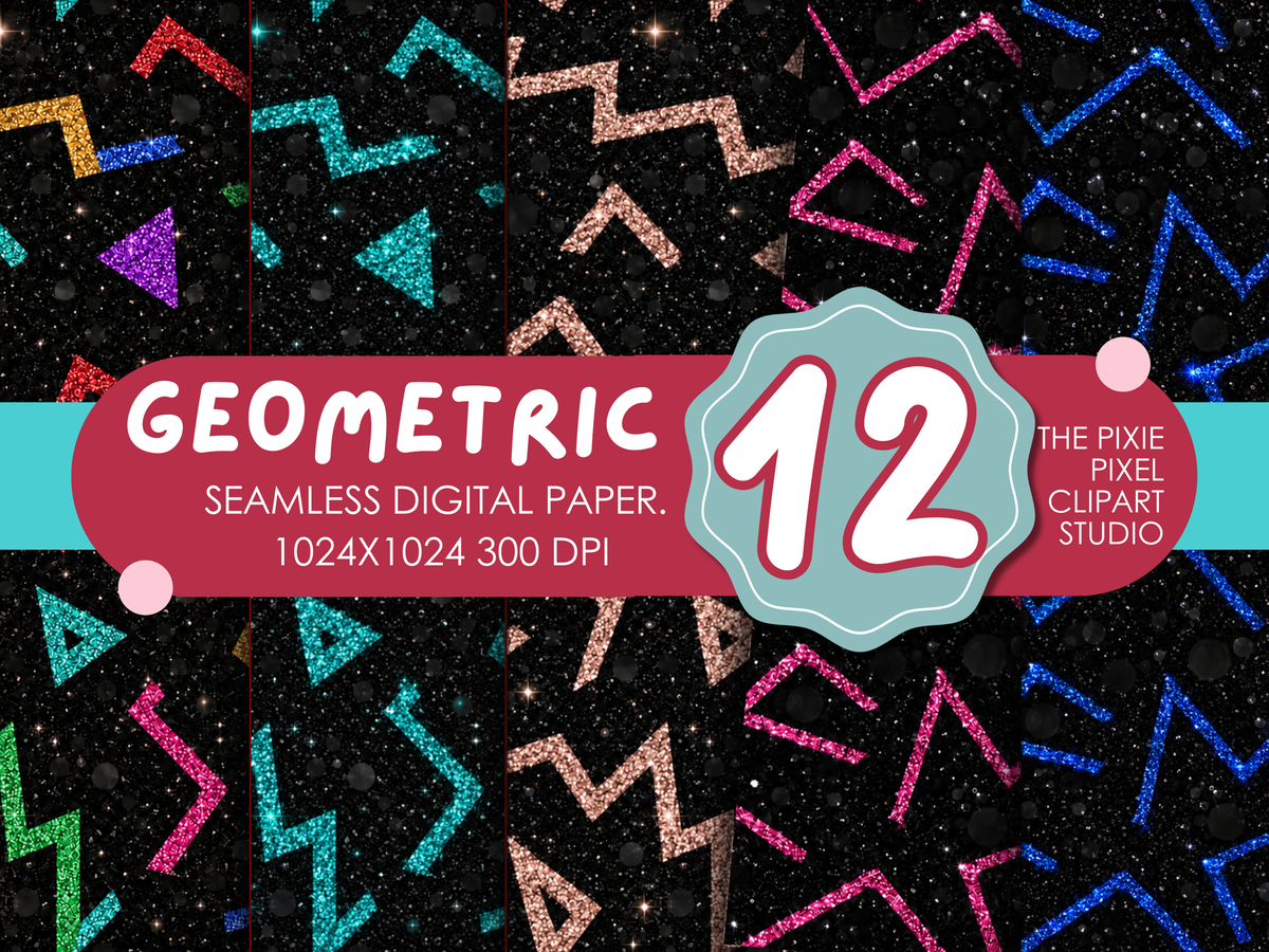 Geometric Glitter Digital Paper