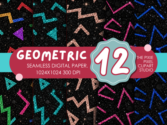 Geometric Glitter Digital Paper