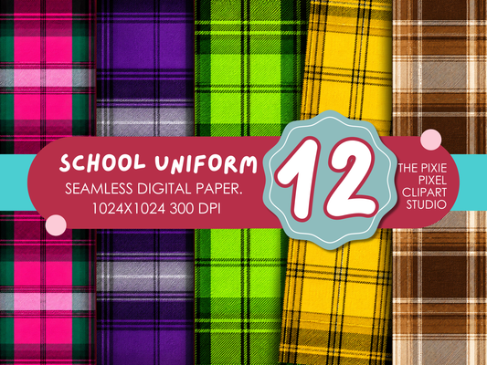 School Uniform Plaid Digital Paper